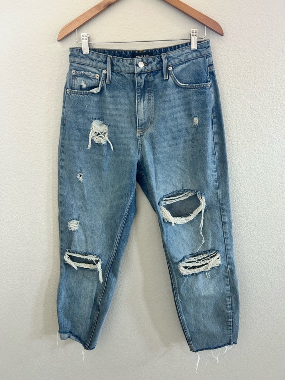 White Fox Distressed Straight Jeans